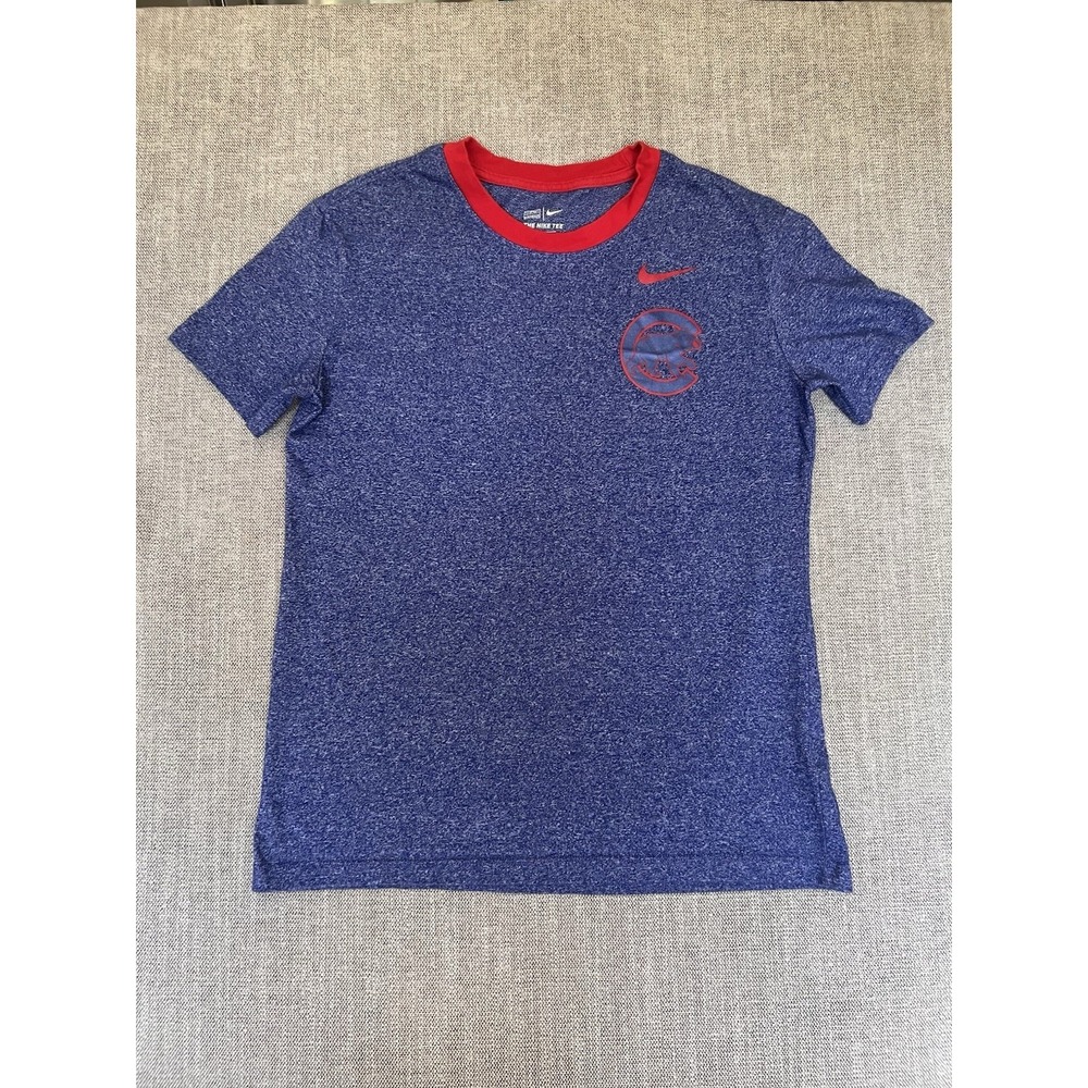 Nike Chicago Cubs MLB Athletic Cut Heather Blue T-Shirt Men's Small S